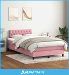 Box Spring krevet s madracem i LED ružičasti 120x220 cm samt - NOVO