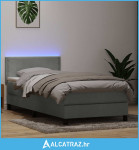 Box Spring krevet s madracem i LED svijetlo sivi 80x210 cm baršun - NO