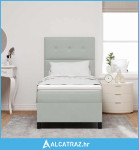 Box Spring Krevet s Madracem & LED Svjetlom Sivo 100x200 cm Baršun - N