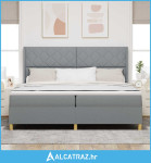 Box Spring Krevet s Madracem & LED Svjetlom Svijetlosiva 200x200 cm Tk