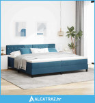 Box Spring Krevet s Madracem & LED Tamno Plava 200x200 cm Baršun - NOV
