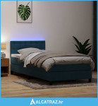 Box Spring krevet s madracem i LED tamnoplavi 80x210 cm baršun - NOVO