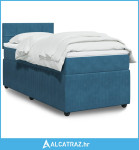 Box spring krevet s madracem plavi 100x200 cm baršunasti - NOVO