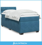 Box spring krevet s madracem plavi 100x200 cm baršunasti - NOVO