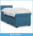 Box spring krevet s madracem plavi 100x200 cm baršunasti - NOVO