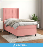 Box spring krevet s madracem ružičasti 100x200 cm baršunasti - NOVO