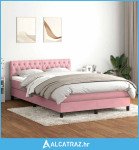Box Spring krevet s madracem ružičasti 140x220 cm baršun - NOVO