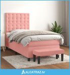 Box spring krevet s madracem ružičasti 90x190 cm baršunasti - NOVO