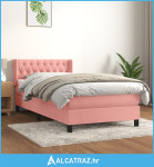 Box spring krevet s madracem ružičasti 90x190 cm baršunasti - NOVO