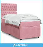 Box spring krevet s madracem ružičasti 90x190 cm baršunasti - NOVO