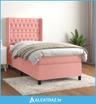 Box spring krevet s madracem ružičasti 90x190 cm baršunasti - NOVO