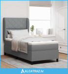 Box Spring Krevet s Madracem - Svjetlosiva, 100x200 cm, Tkanina - NOVO