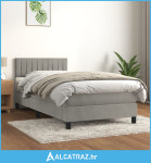 Box spring krevet s madracem svjetlosivi 100x200 cm baršunasti - NOVO