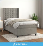 Box spring krevet s madracem svjetlosivi 100x200 cm baršunasti - NOVO