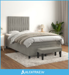 Box spring krevet s madracem svjetlosivi 120x200 cm baršunasti - NOVO