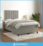 Box spring krevet s madracem svjetlosivi 120x200 cm baršunasti - NOVO