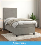Box spring krevet s madracem svjetlosivi 80 x 200 cm baršunasti - NOVO