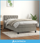 Box spring krevet s madracem svjetlosivi 80 x 200 cm baršunasti - NOVO