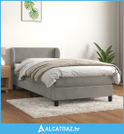 Box spring krevet s madracem svjetlosivi 80 x 200 cm baršunasti - NOVO