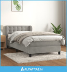 Box spring krevet s madracem svjetlosivi 80 x 200 cm baršunasti - NOVO