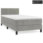 Box spring krevet s madracem svjetlosivi 90x190 cm baršunasti - Svjetl