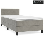 Box spring krevet s madracem svjetlosivi 90x190 cm baršunasti - Svjetl