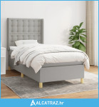 Box spring krevet s madracem svjetlosivi 90x190 cm od tkanine - NOVO