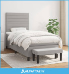 Box spring krevet s madracem svjetlosivi 90x190 cm od tkanine - NOVO