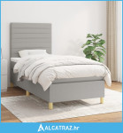 Box spring krevet s madracem svjetlosivi 90x190 cm od tkanine - NOVO