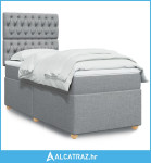 Box spring krevet s madracem svjetlosivi 90x190 cm od tkanine - NOVO