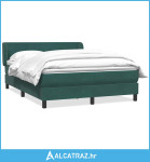 Box Spring krevet s madracem tamno zeleni 160x220 cm baršun - NOVO