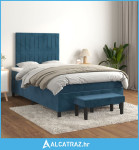 Box spring krevet s madracem tamnoplavi 120 x 200 cm baršunasti - NOVO