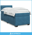 Box spring krevet s madracem tamnoplavi 80 x 200 cm baršunasti - NOVO