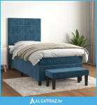 Box spring krevet s madracem tamnoplavi 80 x 200 cm baršunasti - NOVO