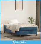 Box spring krevet s madracem tamnoplavi 90x190 cm baršunasti - NOVO