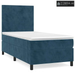 Box spring krevet s madracem tamnoplavi 90x200 cm baršunasti - Tamno p