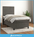 Box spring krevet s madracem tamnosivi 100x200 cm baršunasti - NOVO