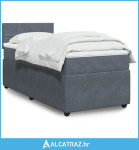 Box spring krevet s madracem tamnosivi 100x200 cm baršunasti - NOVO