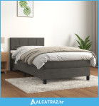 Box spring krevet s madracem tamnosivi 100x200 cm baršunasti - NOVO