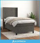 Box spring krevet s madracem tamnosivi 100x200 cm baršunasti - NOVO