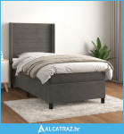 Box spring krevet s madracem tamnosivi 100x200 cm baršunasti - NOVO