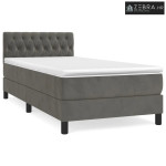 Box spring krevet s madracem tamnosivi 100x200 cm baršunasti - Tamno s