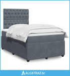 Box spring krevet s madracem tamnosivi 120 x 200 cm baršunasti - NOVO