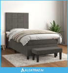 Box spring krevet s madracem tamnosivi 80 x 200 cm baršunasti - NOVO