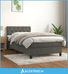 Box spring krevet s madracem tamnosivi 80 x 200 cm baršunasti - NOVO