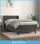 Box spring krevet s madracem tamnosivi 80 x 200 cm baršunasti - NOVO