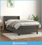Box spring krevet s madracem tamnosivi 80 x 200 cm baršunasti - NOVO