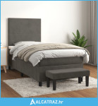 Box spring krevet s madracem tamnosivi 90x190 cm baršunasti - NOVO
