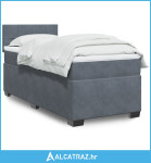Box spring krevet s madracem tamnosivi 90x190 cm baršunasti - NOVO