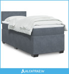 Box spring krevet s madracem tamnosivi 90x190 cm baršunasti - NOVO